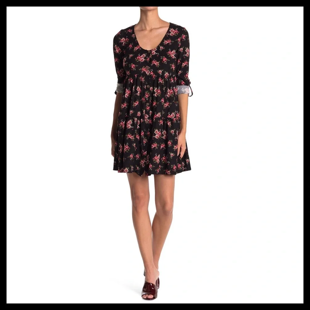 KENEDIK Floral Tiered Ruffle Rib Knit Dress - Picture 4 of 7